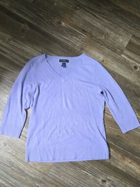 Karen Scott Lavender V-Neck Sweater